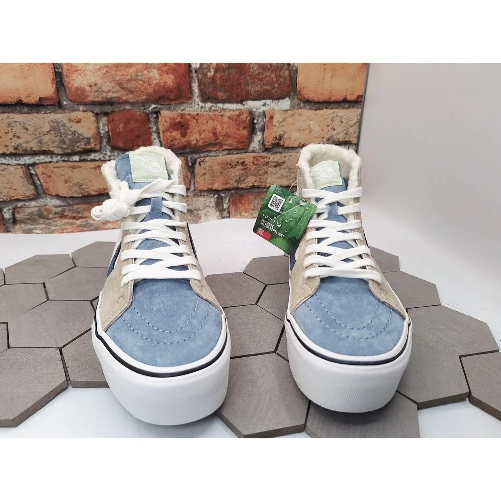 VANS Old Stack Platform Lift Shoes Sk8 Sherpa Faux Fur Stackform Women Sz 8 Knu